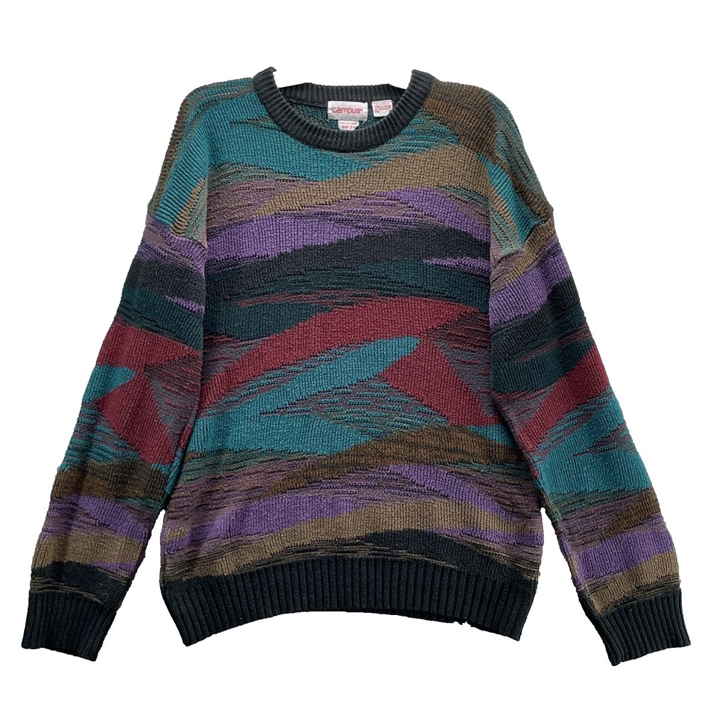 VTG Campus Sweater Men XL* 3D Chunky Academia Funky 90's Outdoor Streetwear Gorp